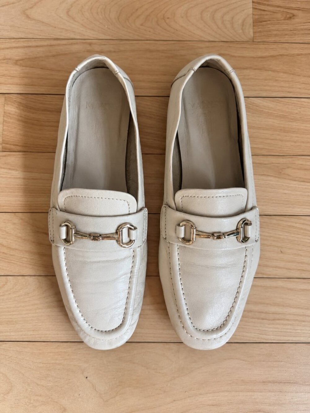 MANGO Cream Leather Loafers - EU 37